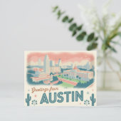 Vintag Austin Postkarte | Grüße aus Austin (Stehend Vorderseite)