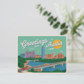 Vintag Austin Postkarte | Grüße aus Austin (Stehend Vorderseite)