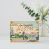 Vintag Austin Postkarte | Grüße aus Austin (Stehend Vorderseite)