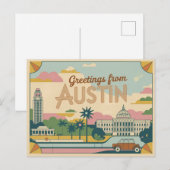Vintag Austin Postkarte | Grüße aus Austin (Vorne/Hinten)