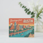Vintag Austin Postkarte | Grüße aus Austin (Stehend Vorderseite)