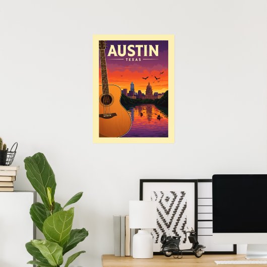 Vintag Austin Texas Poster (Heimbüro)