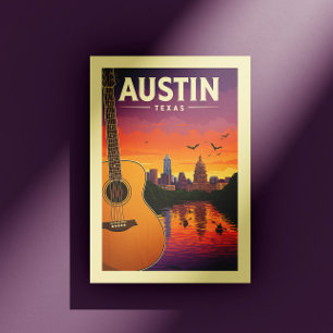 Vintag Austin Texas Postkarte