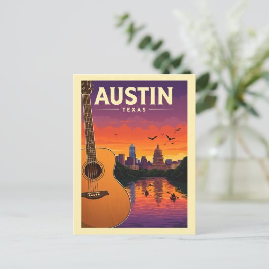 Vintag Austin Texas Postkarte (Stehend Vorderseite)