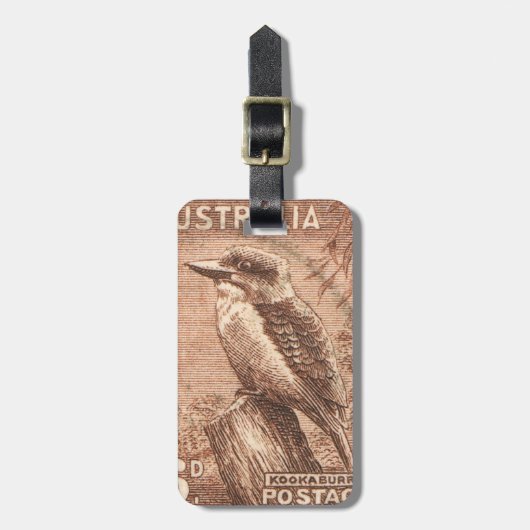 Vintag Australia Kookaburra Bird Gepäckanhänger (Vorderseite vertikal)