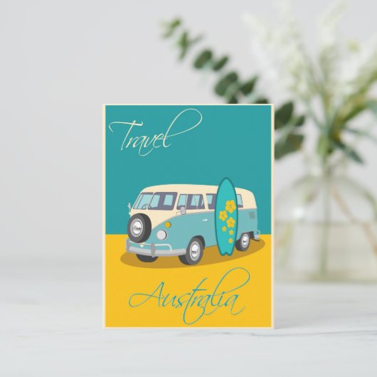 Vintag Australien Reiseplakat Postkarte (Stehend Vorderseite)