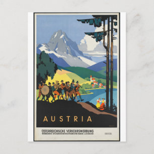 Vintag - Austria Travel Poster Postkarte