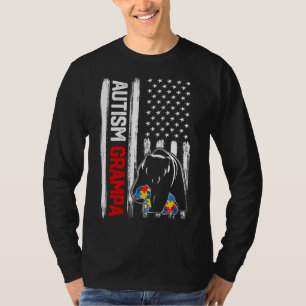 Vintag Autism Grampa Bär Amerikanisches Flaggenbew T-Shirt