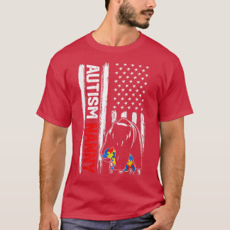 Vintag Autism Grubenbär - Amerikanisches Flaggenbe T-Shirt