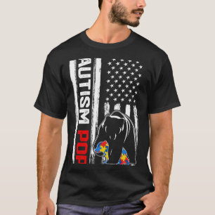 Vintag Autism Pop Bär Amerikanischer Flaggenerkenn T-Shirt