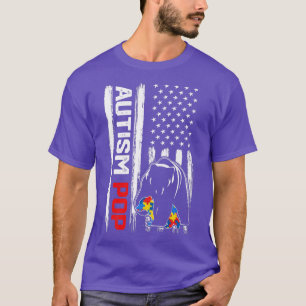 Vintag Autism Pop Bär Amerikanischer Flaggenerkenn T-Shirt