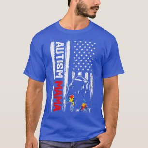 Vintag Autismus Mama Bär Amerikanisches Flaggenbew T-Shirt