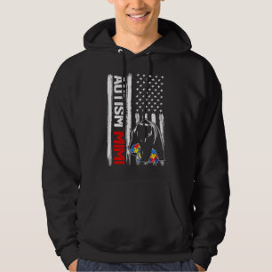 Vintag Autismus Mimi Bär Amerikanisches Flaggenbew Hoodie