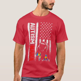 Vintag Autismus Nana Bear American Flag Awareness T-Shirt