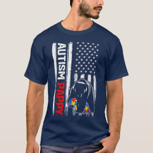 Vintag Autismus Pappy Bär Amerikanisches Flaggenbe T-Shirt