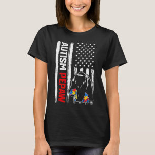 Vintag Autismus Pepaw Bär Amerikanisches Flaggenbe T-Shirt