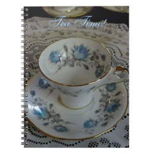 Vintag Aynsley Blue Rose Tea Cup Notebook Notizblock