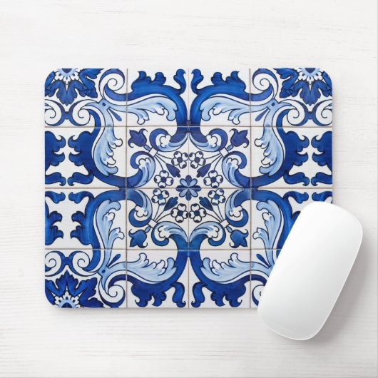 Vintag Azulejo Tile Pattern Mousepad (Mit Mouse)