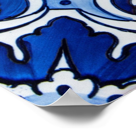 Vintag Azulejo Tile Pattern Poster (Ecke)