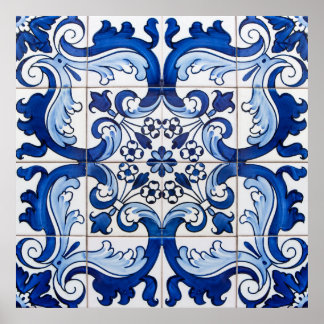 Vintag Azulejo Tile Pattern Poster