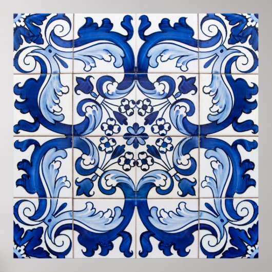 Vintag Azulejo Tile Pattern Poster (Vorne)