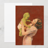 Vintag Baby Alien Invite Einladung (Vorne/Hinten)