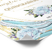 Vintag Baby Blue Rose Aschenputella Quinceanera Poster (Ecke)