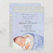 Vintag Baby Boy Ankündigung Blue & Ivory Lace (Vorne/Hinten)