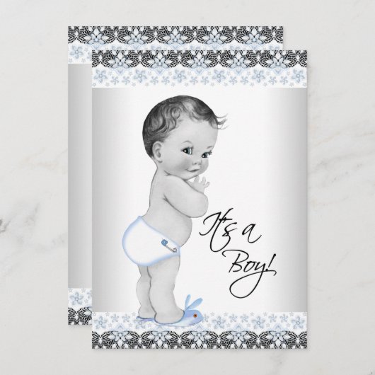 Vintag Baby Boy Dusche Einladung (Vorne/Hinten)