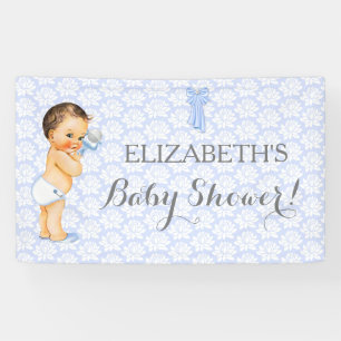 Vintag Baby Boy Rattle Blue Banner