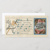 Vintag Baby Boy & Stork Geburtserklärung - Blue Ankündigung (Vorne/Hinten)