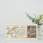 Vintag Baby Boy & Stork Geburtserklärung - Blue Ankündigung (Stehend Vorderseite)