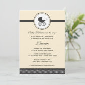 Vintag Baby Carriage Baby Dusche Einladung (Stehend Vorderseite)