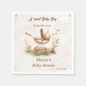 Vintag Baby Carriage Babydusche Napkin Serviette (Vorderseite)