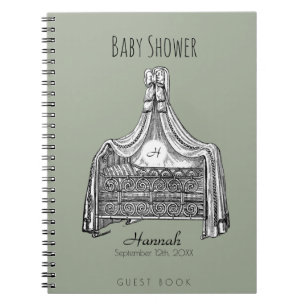 Vintag Baby Crib Monogram Baby Shooting Guest Book Notizblock