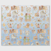 Vintag Baby & Friends erste Geburtstagsparty Geschenkpapier (Flach)