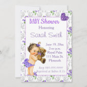Vintag Baby Girl Babydusche Einladung (Vorderseite)