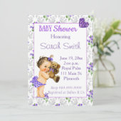 Vintag Baby Girl Babydusche Einladung (Stehend Vorderseite)