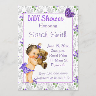 Vintag Baby Girl Babydusche Einladung
