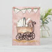 Vintag Baby Girl Babydusche Einladung (Stehend Vorderseite)