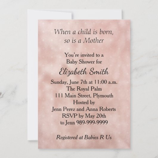 Vintag Baby Girl Babydusche Einladung (Rückseite)