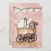 Vintag Baby Girl Babydusche Einladung (Vorne/Hinten)