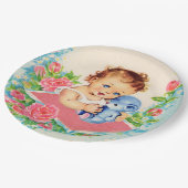 Vintag Baby Girl, Babydusche Papier Teller (Schrägansicht)