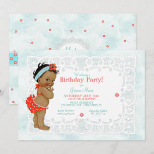 Vintag Baby Girl Baden Anzug Spitze Monogram Back Einladung