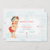 Vintag Baby Girl Baden Anzug Spitze Monogram Back Einladung (Vorderseite)