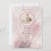 Vintag Baby Girl Baptisse Einladung (Vorderseite)