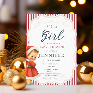 Vintag Baby Girl Christmas Baby Dusche Einladung
