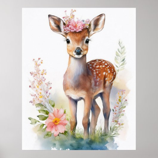 Vintag Baby Girl Deer 2 Poster (Vorne)