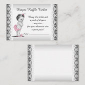 Vintag Baby Girl Diaper Raffel Ticket Begleitkarte (Vorne/Hinten)