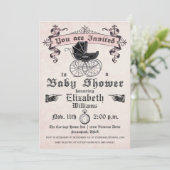 Vintag Baby Girl Dusche Einladung (Stehend Vorderseite)